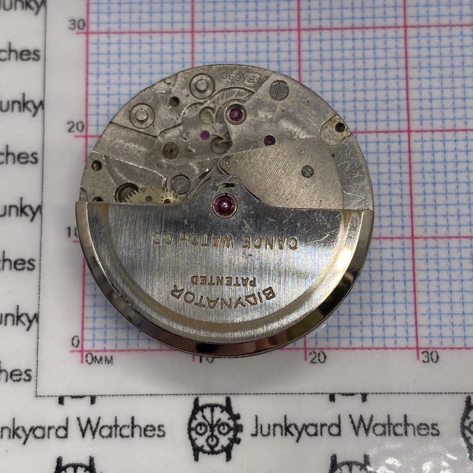 Vintage Canoe Bidynator Automatic Watch Movement Repairs Parts Spare F 690 Felsa