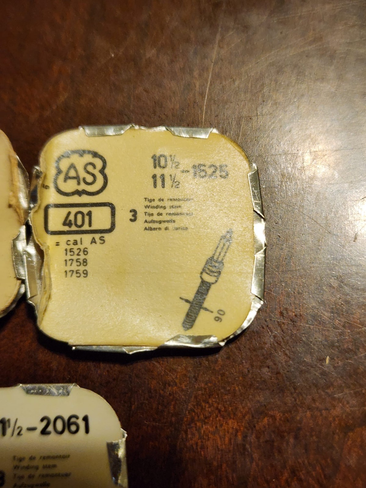 Vintage AS Cal 401 Winding Stems – 1506 1525 2061 – Pre-Owned Swiss Parts