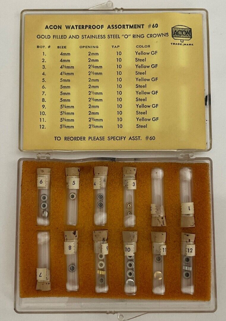 GOLD FILLED AND STAINLESS STEEL “O” RING WATERPROOF CROWNS VARIOUS SIZES