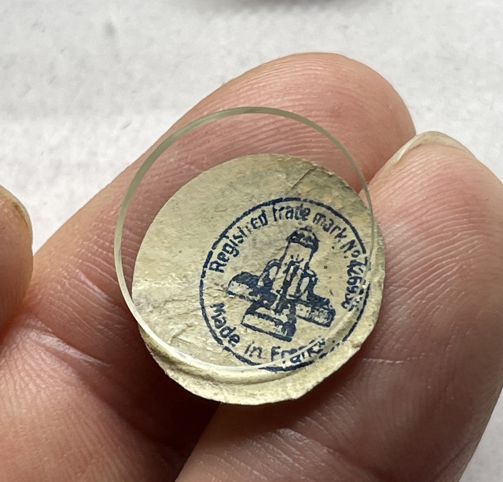 Antique VTF France Mineral Open Face Glass Watch Dial Crystal 186 18.6mm Diametr