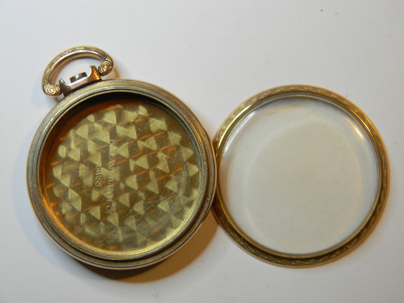 NICE VINTAGE SWISS GOLD PLATED STEM WIND AND SET RAILROAD POCKET WATCH CASE 50mm