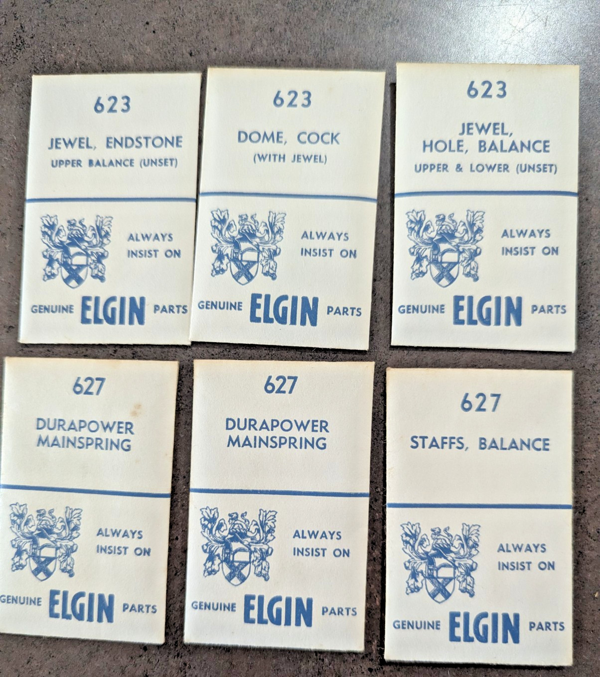 Lot Of Assorted Vintage Elgin 623 & 627 Parts – Parts Only