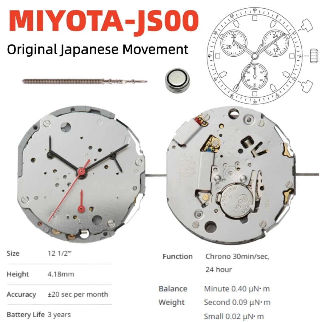 Miyota JS00 Chronograph Quartz Watch Movement Japan Made 3 Hands New