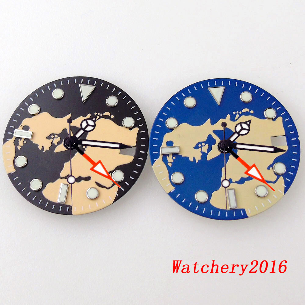 Bliger 29MM Full Luminous Watch Dial Fit NH34 NH34A GMT Automatic Men Watch Date