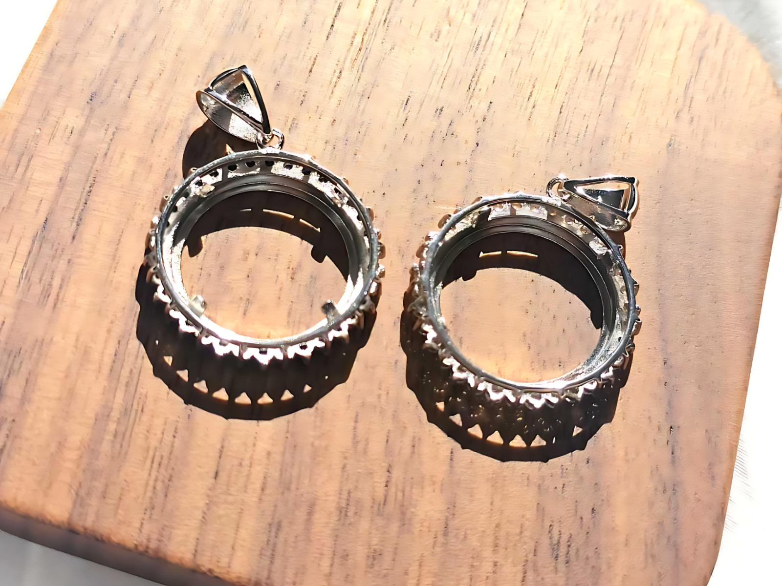 925 Sterling Silver Prong Back Cubic Zirconia CZ Halo Bezel for 21mm Nickel 5