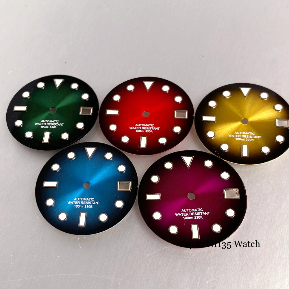 Sunburst Purple Red Green Blue 29mm Watch Dial Lume fit NH35 NH36 Dive Men Watch