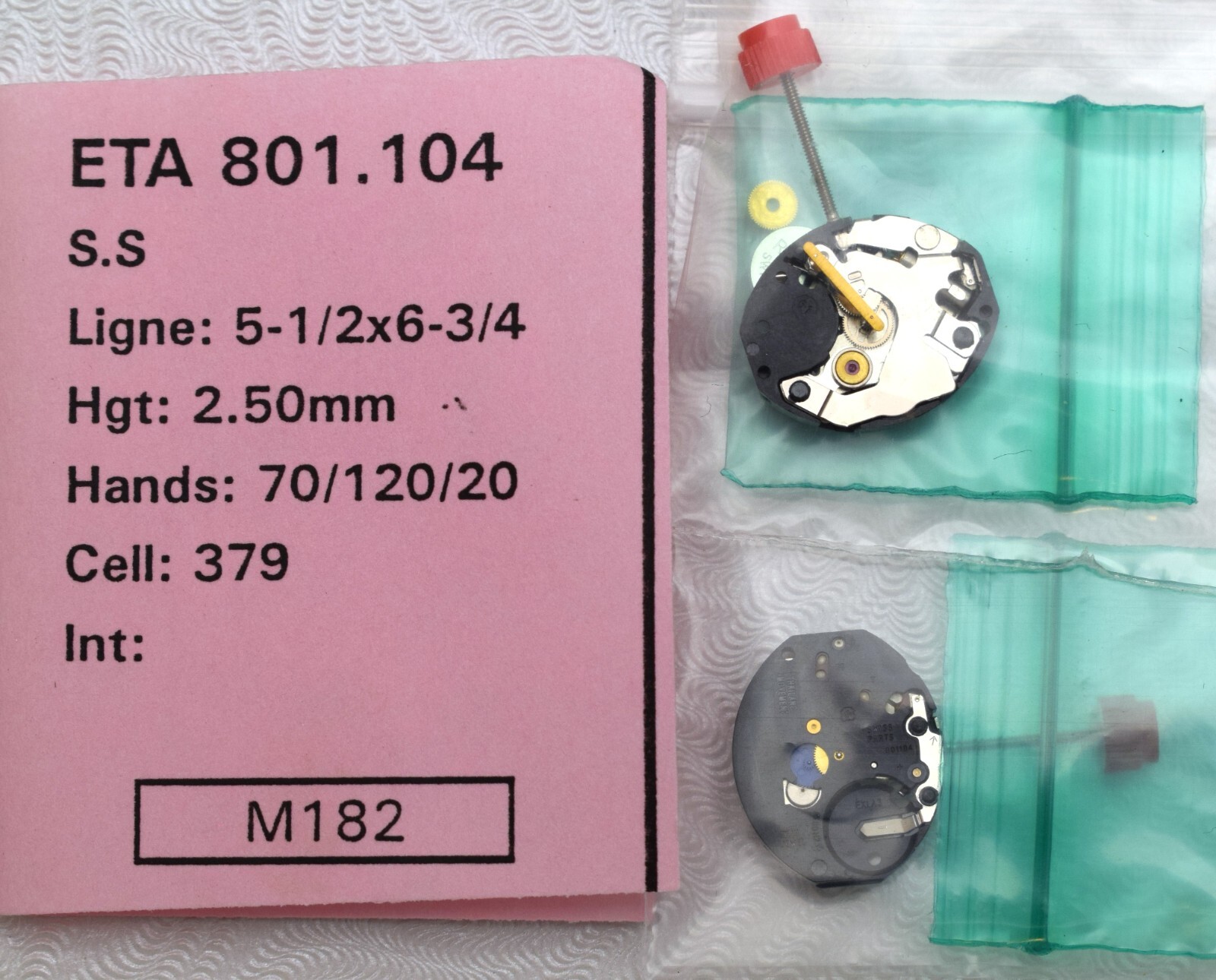 ETA 801.104 ~ New Swiss Quartz Movement ~ 5-1/2 x 6-3/4 Ligne ~ 70/120/20