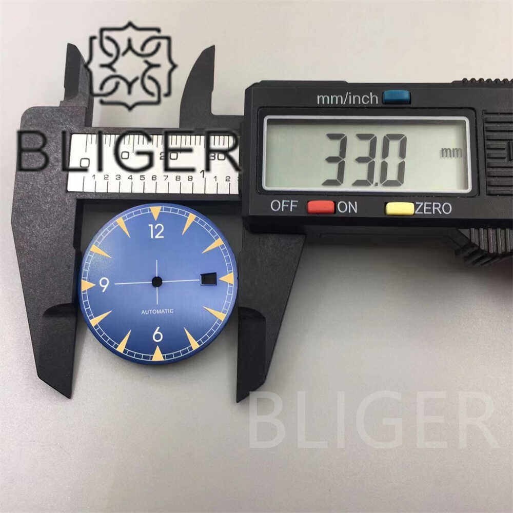 33mm Blue Black White Green Watch Dial Green Luminous for NH35 Movement Parts