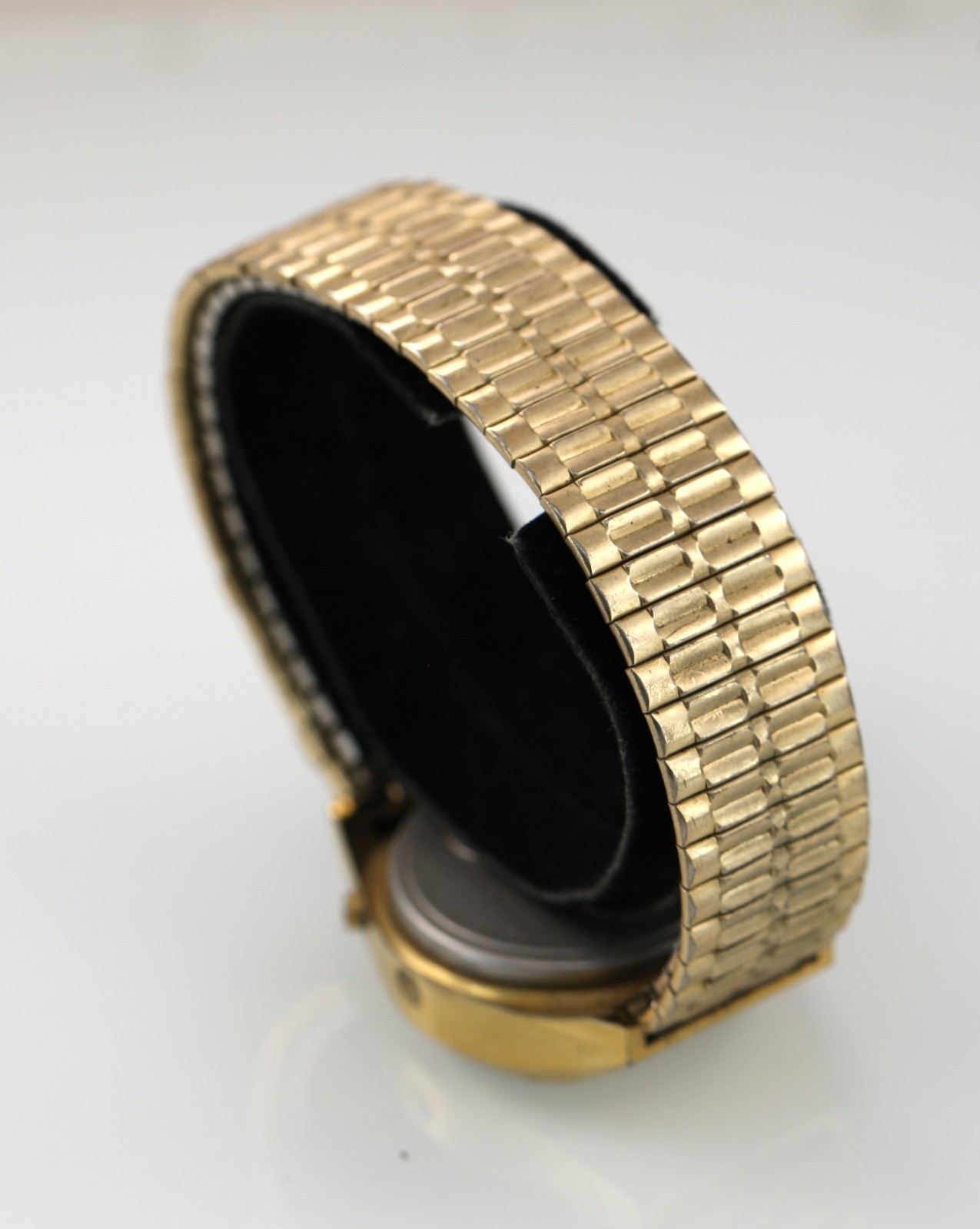 Enterprex Digital Watch Men Vintage Gold Stainless St Stretch Quartz NON-WORKING