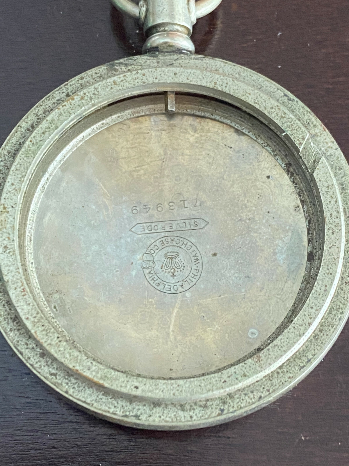 VINTAGE 18S POCKET WATCH CASE ONLY. CHOO CHOO ON BACK, LEVER SET , SILVERODE