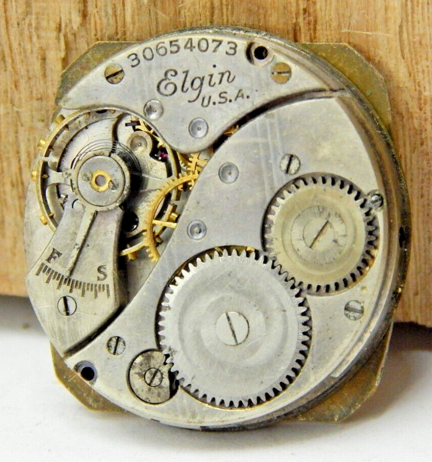 Vintage Elgin 1928 Grade 430 model 1 7 jewel 6/0s watch movement dial & hand