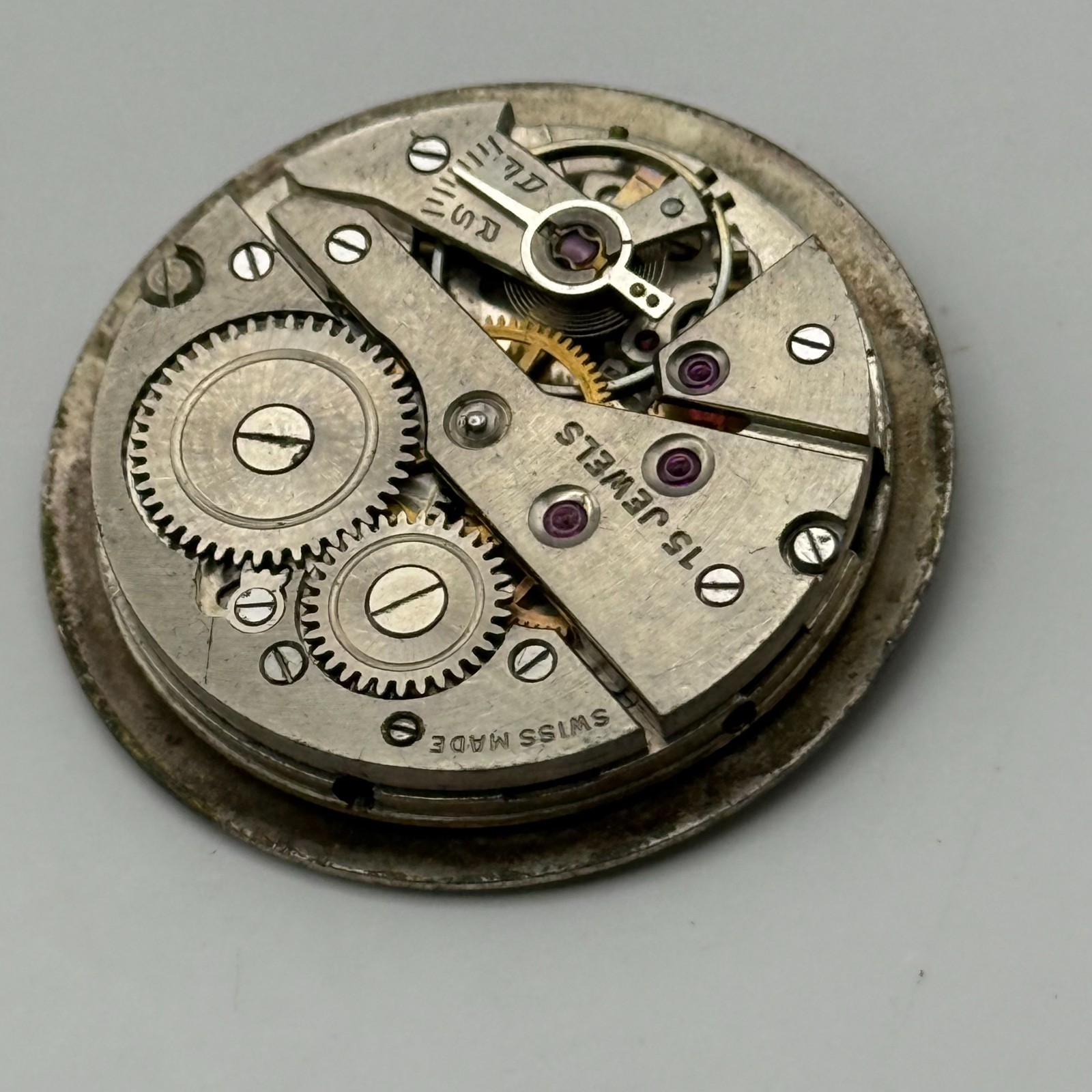 AS 1203 ? Watch Movement A. Schild 15 Jewels Swiss Manual Wind Parts Repair 27mm