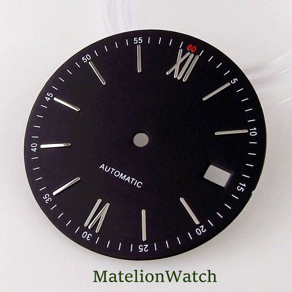 Fit NH35A NH36A Movement 31mm Watch Dial With Hands Date Window Roman Numbers
