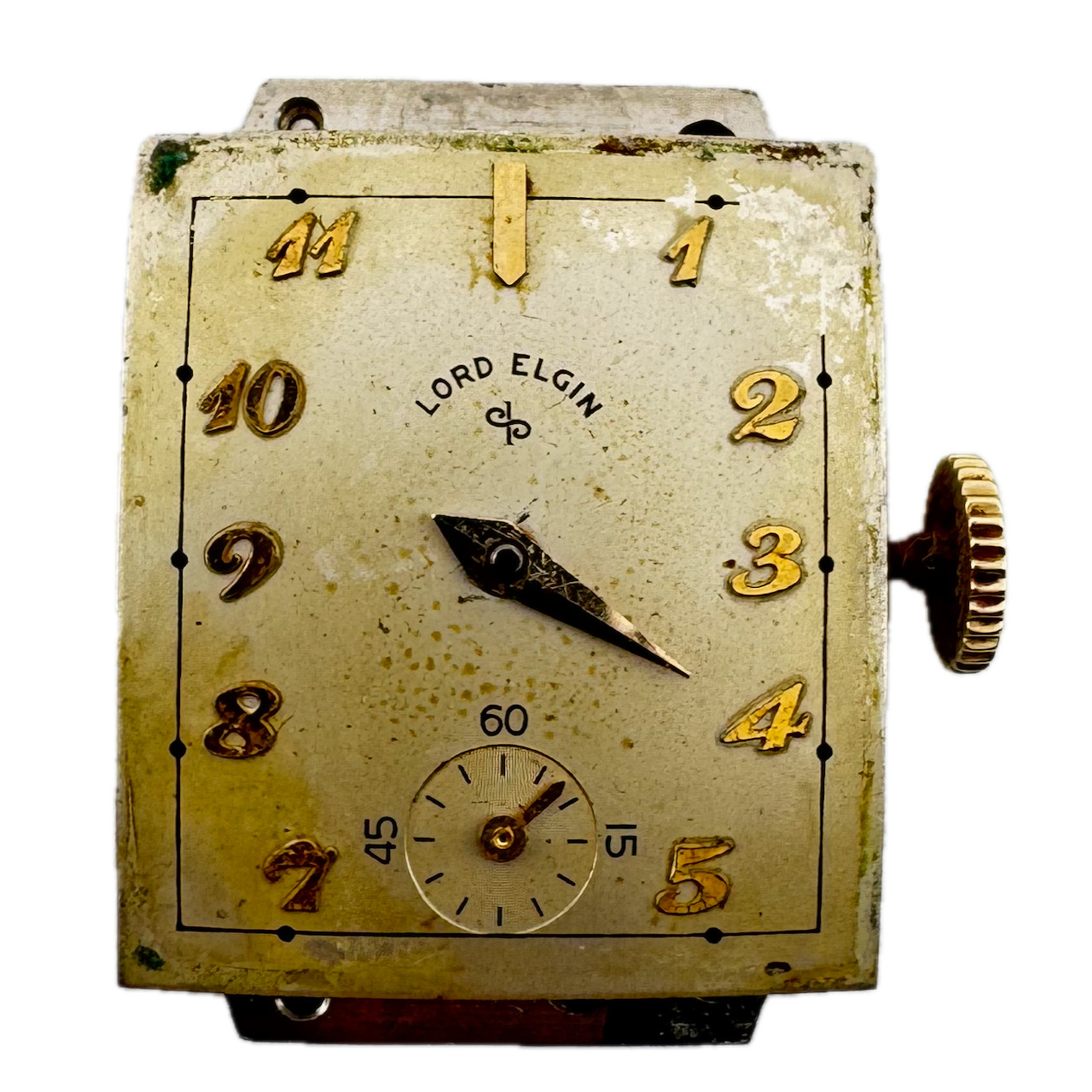 Vintage 25mm 1952 Lord Elgin Square Dial 21J Mechanical Wristwatch Movement 670