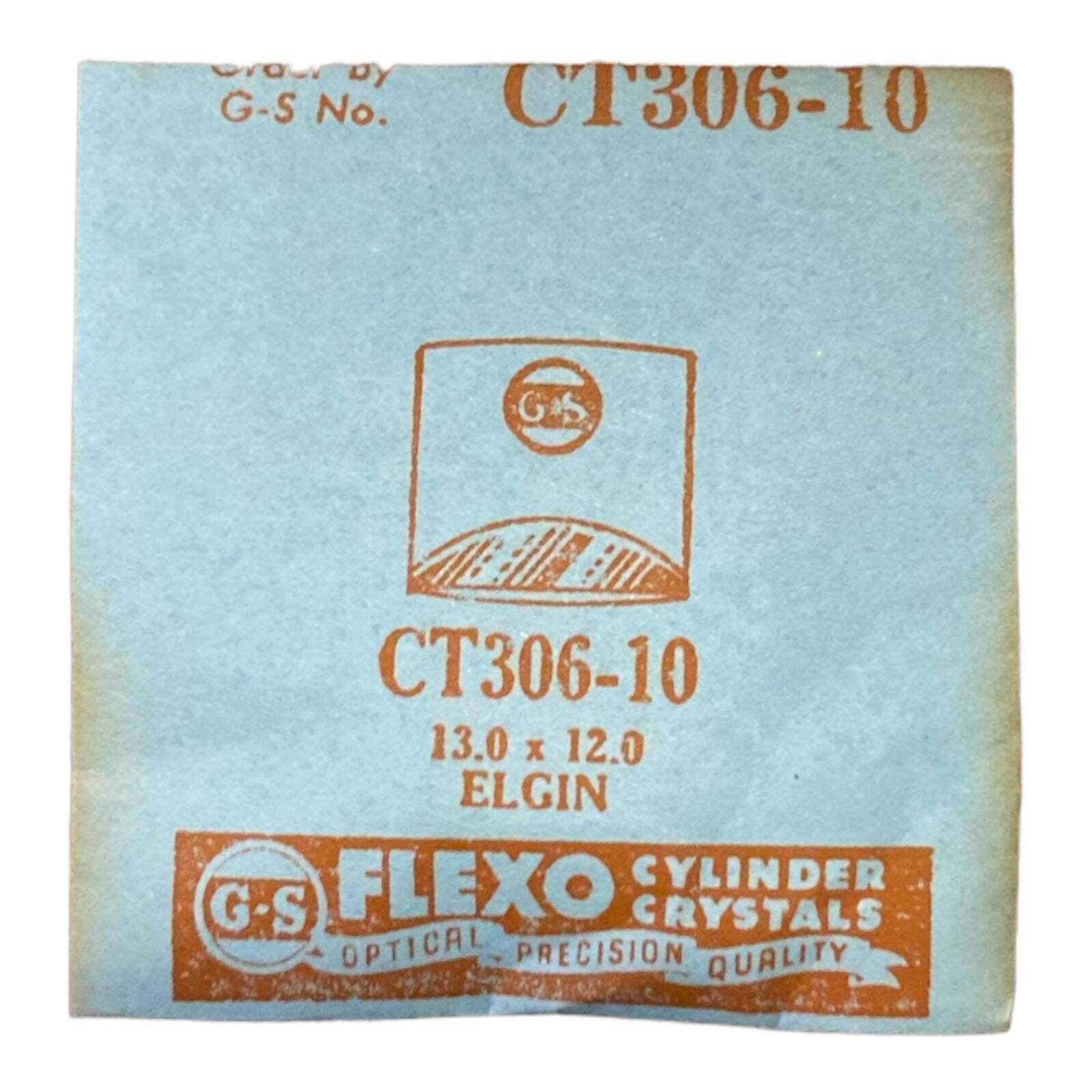 Germanow-Simon Mach (GS) CT306-10 Watch Crystal 13.0×12.0 NOS Part Flexo Elgin