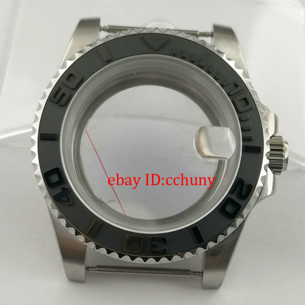 40mm sapphire glass Watch Case Ceramic Full Black Bezel Fit NH35 NH36 Movement