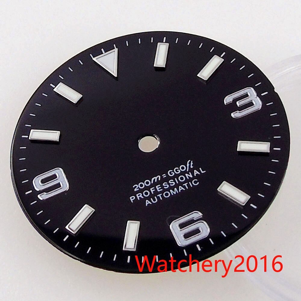 29mm Bliger Red Watch Dial Hand Blue Luminous Rose Gold Edge Fit NH35 MIYOTA8215