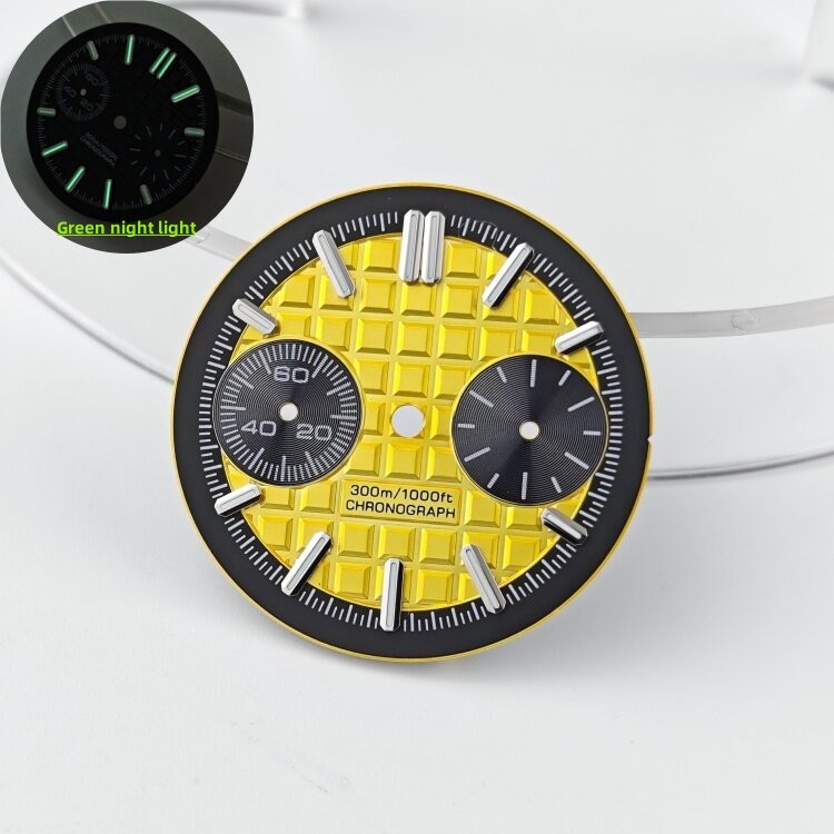 30mm Farmhouse Oak Watch Dial Green Luminous for VK64 Movement Parts Waterproof