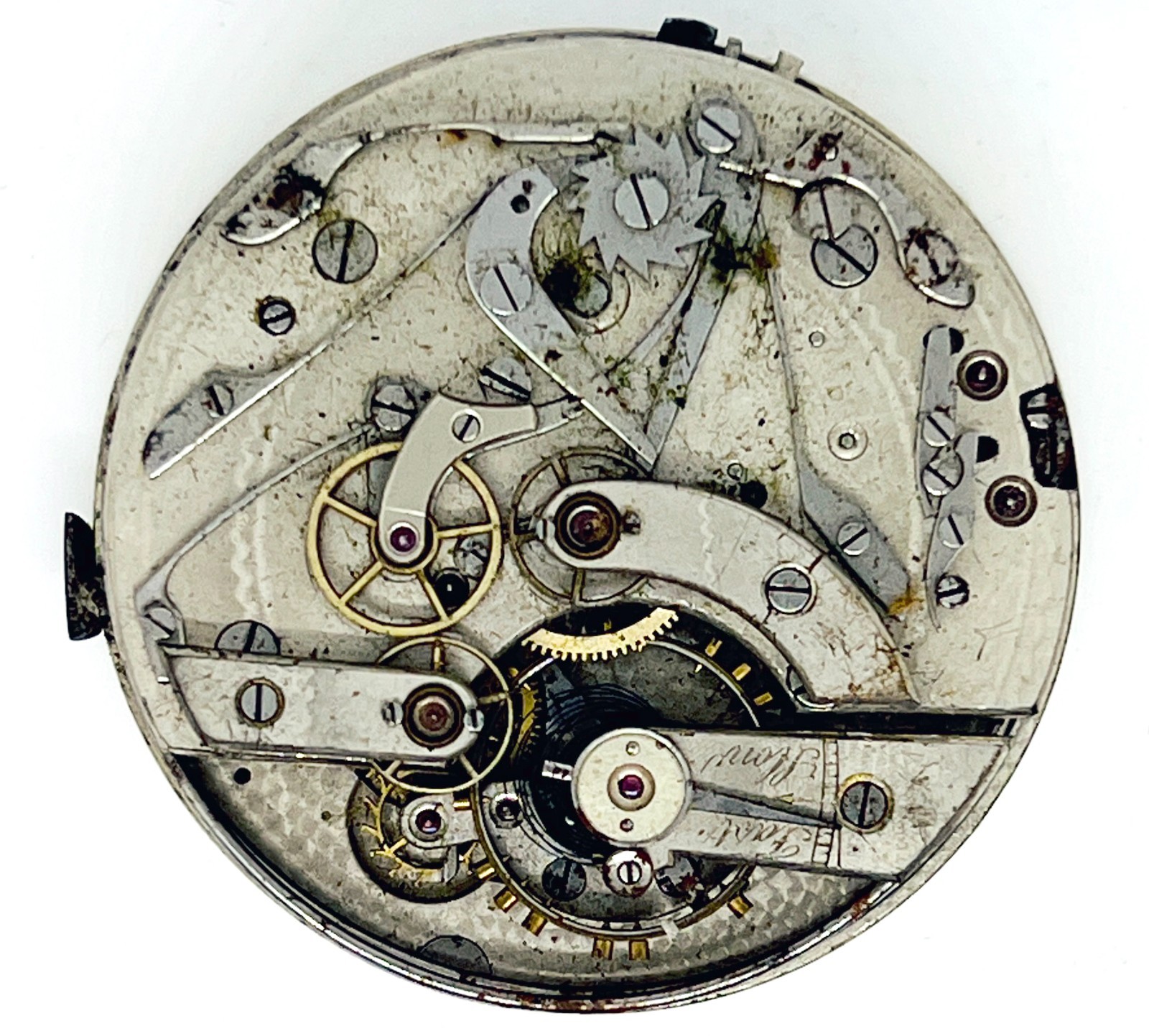 1890’s HUGUENIN 1/4 Repeater Pocket Watch Movement Restore/Parts Lot 2556