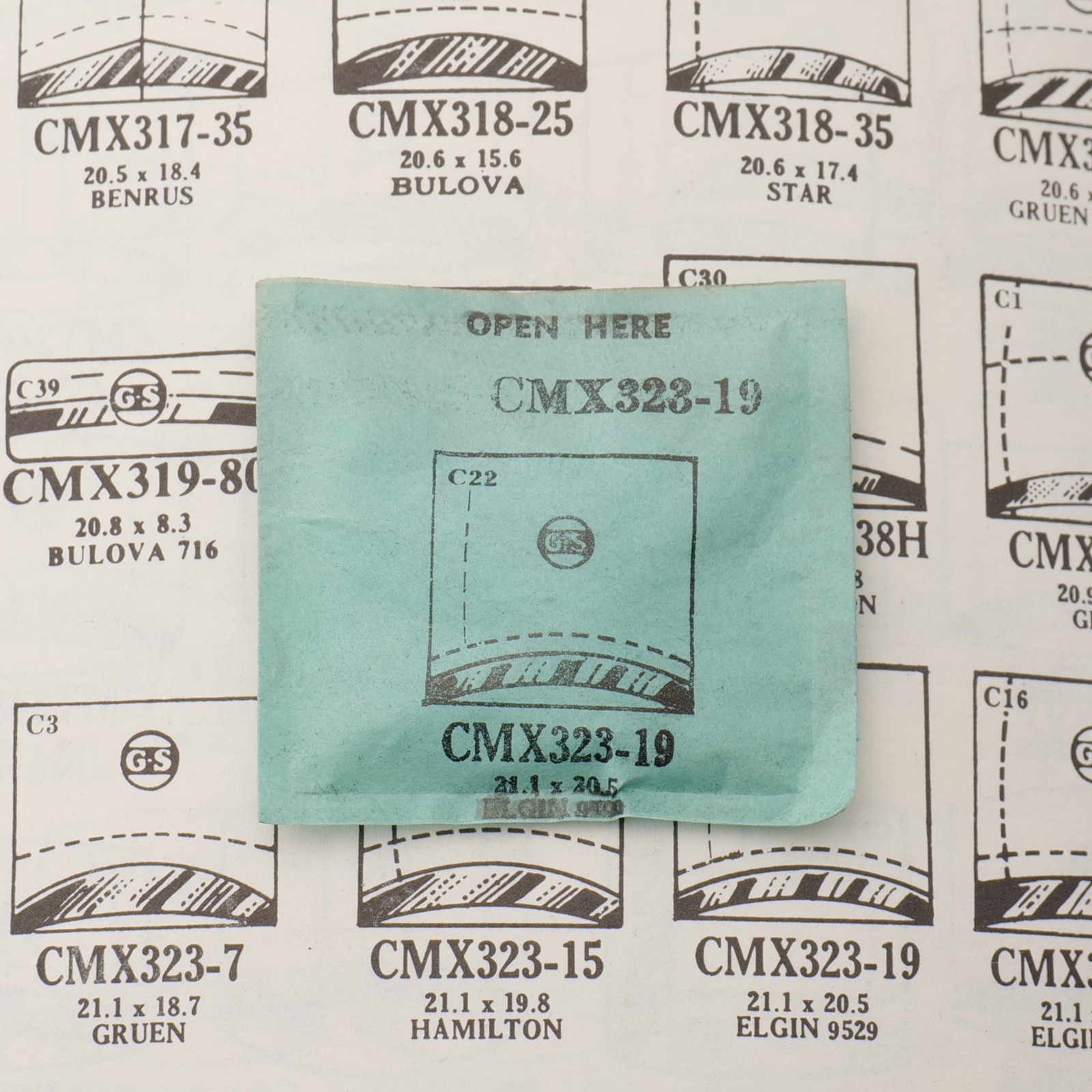 Vintage GS CMX323-19 Crystal Elgin 9529 21.1 x 20.5 New Old Stock Part (MX)