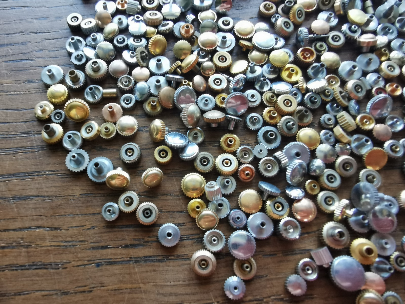 Watch Crowns, Chrome / Gilt, Used, Large Lot, Watchmaker Parts #R815