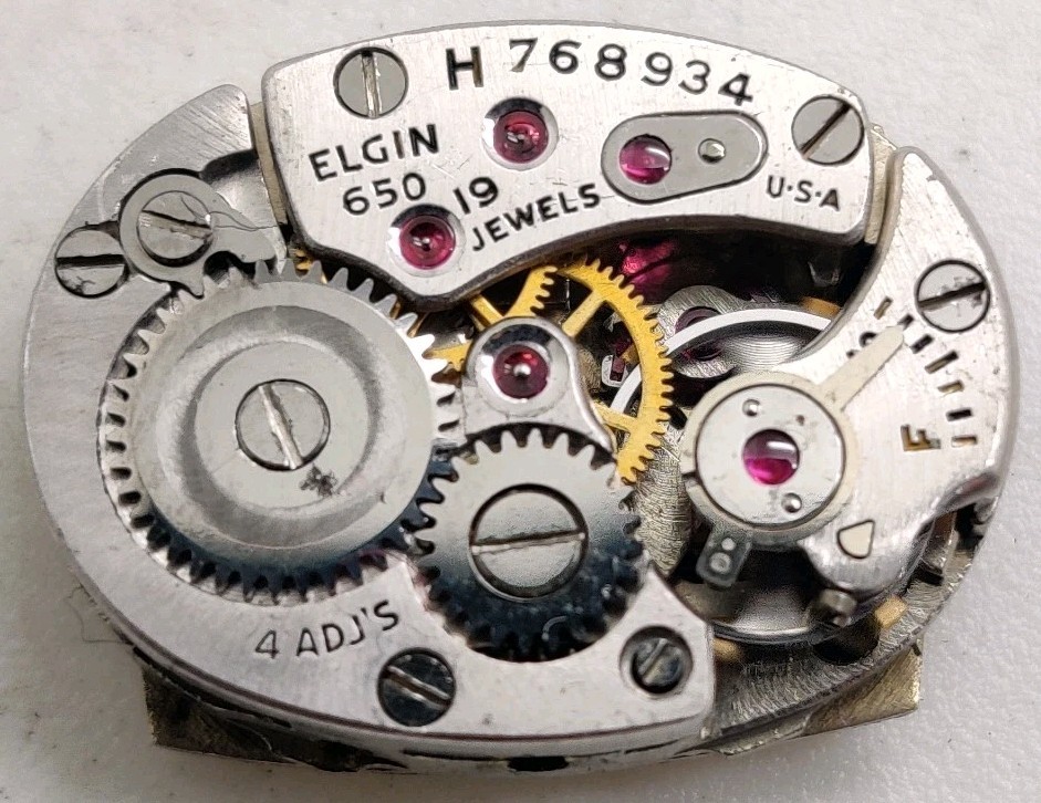 Vintage Elgin Cal. 650 19 jewel wrist watch movement running