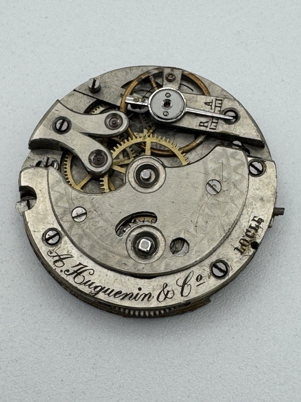Vintage A Huguenin and Co Locle Partial High Grade Watch Movement Parts / Repair