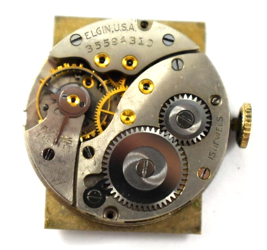 Vintage Elgin Manual Wind 8/0s 15J Wrist Watch Movement lot.qg