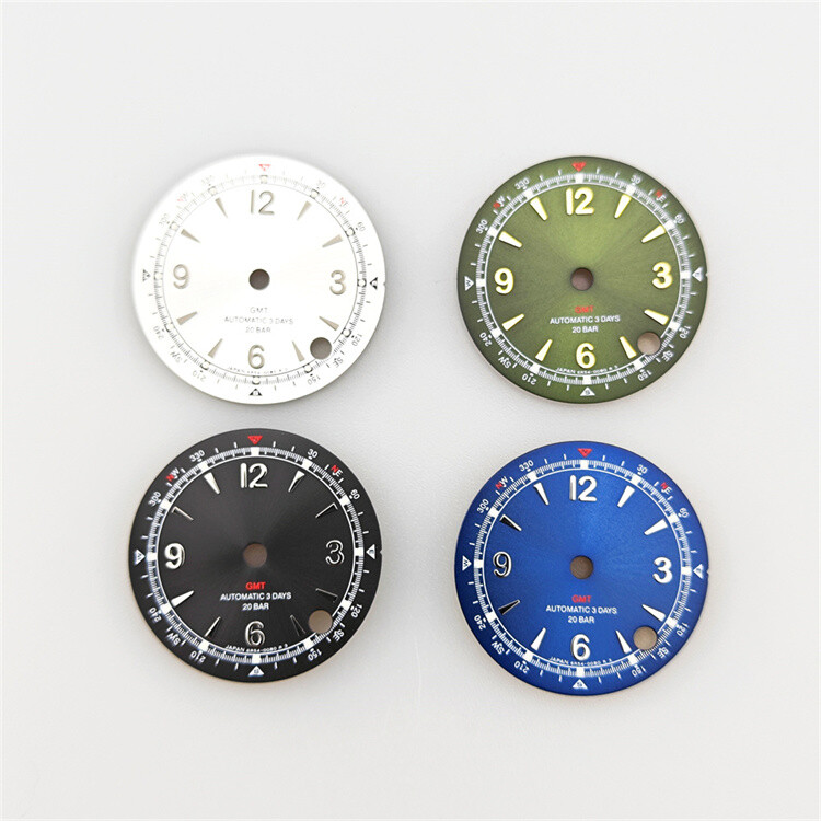 Watch Part Green Luminous 28.5mm GMT Dial for SEIKO NH34 NH35A 36A 4R35 Movement