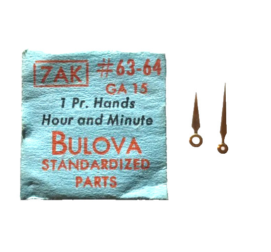 Bulova 7AK Watch Hands Gold Alpha 15 watch part #63-64