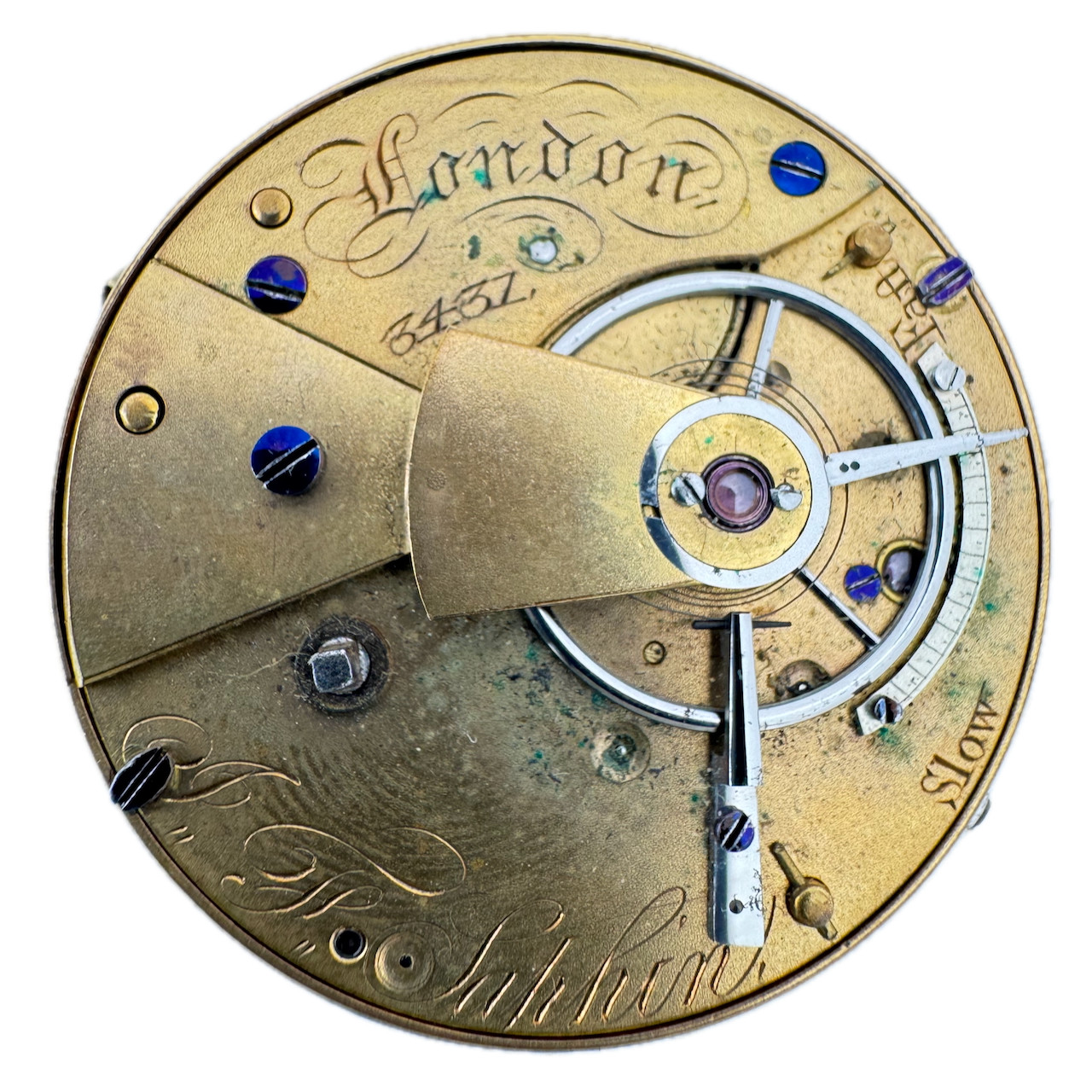 Antique 16s Unbranded I.T. Saphin Key Wind Fusee Pocket Watch Movement London