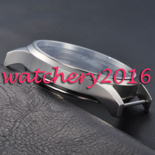 Brushed 43mm sterile steel Watch CASE sapphire glass fit 6498 6497 movement