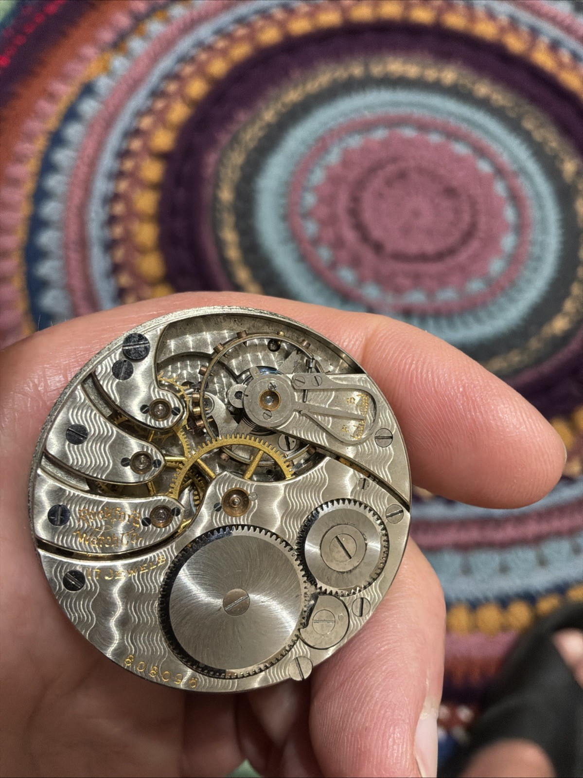 1909 Rockford 17J 16s Grade 505 Pocket Watch Movement For Parts or Repair