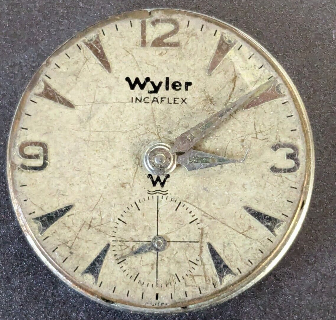 Wyler Incaflex WG23 Watch Movement With Dial For Parts or Repair