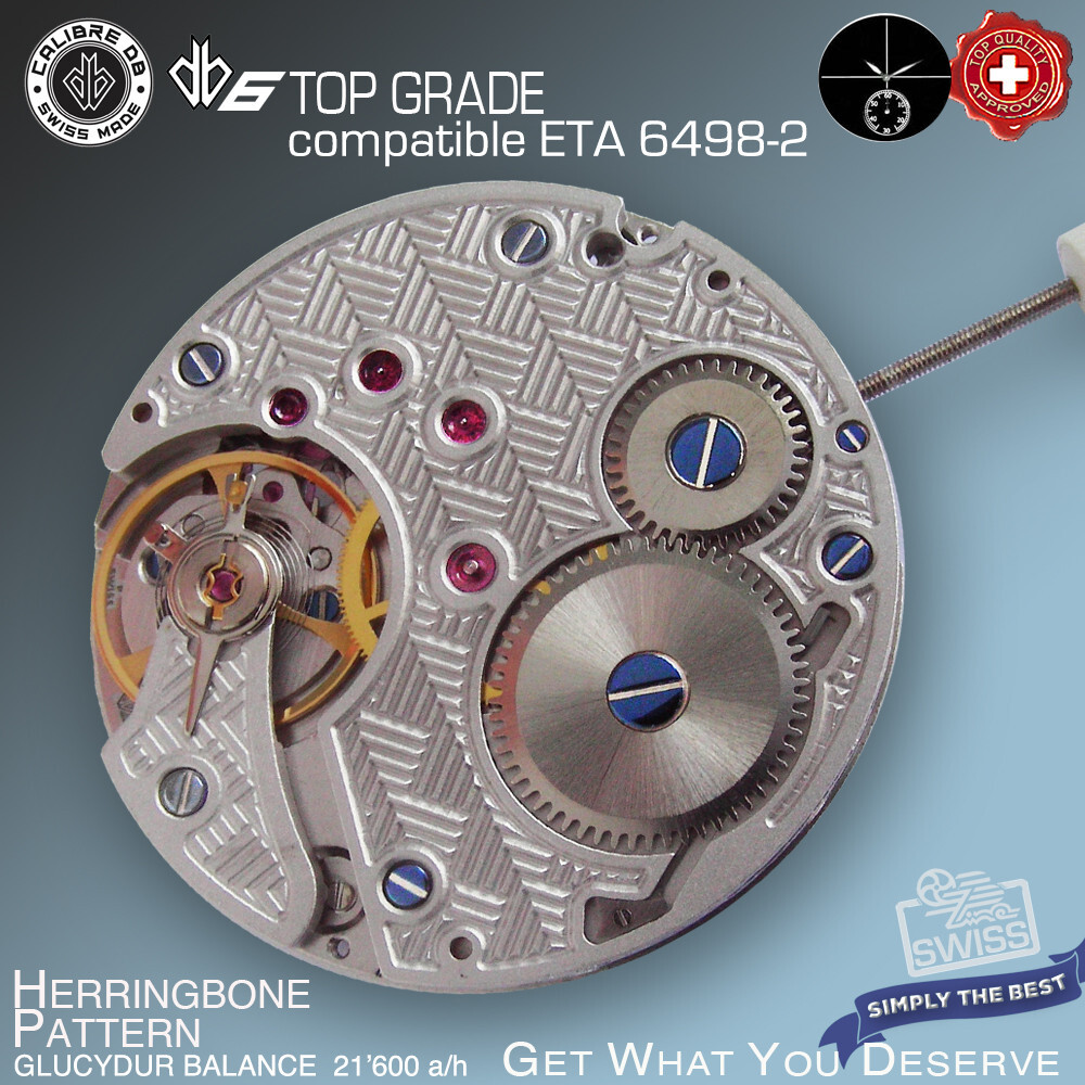 MOVEMENT CAL DB6 HERRING RHOD-V1 comp. ETA 6498-2 TOP GRADE HAND W.- SWISS MADE