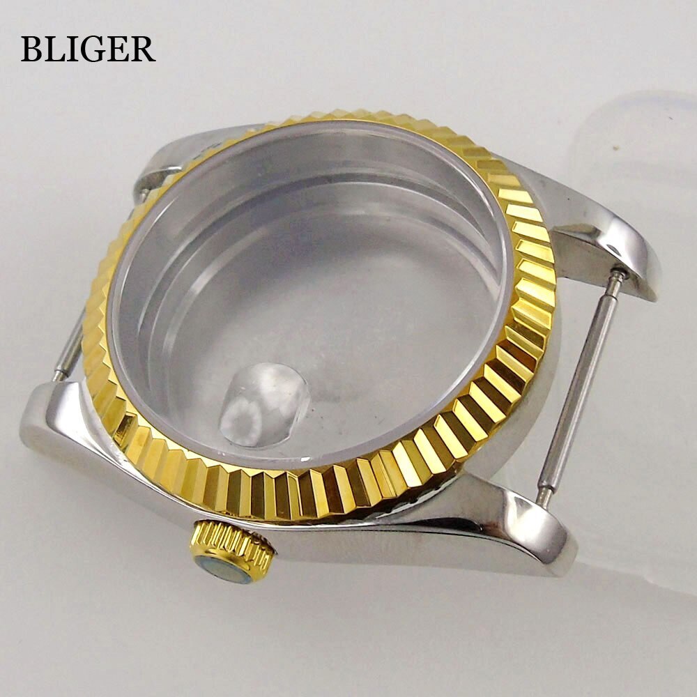 BLIGER 36MM 39MM Rose Gold Silver Watch Case Fluted Bezel fit NH35A NH36A PT5000