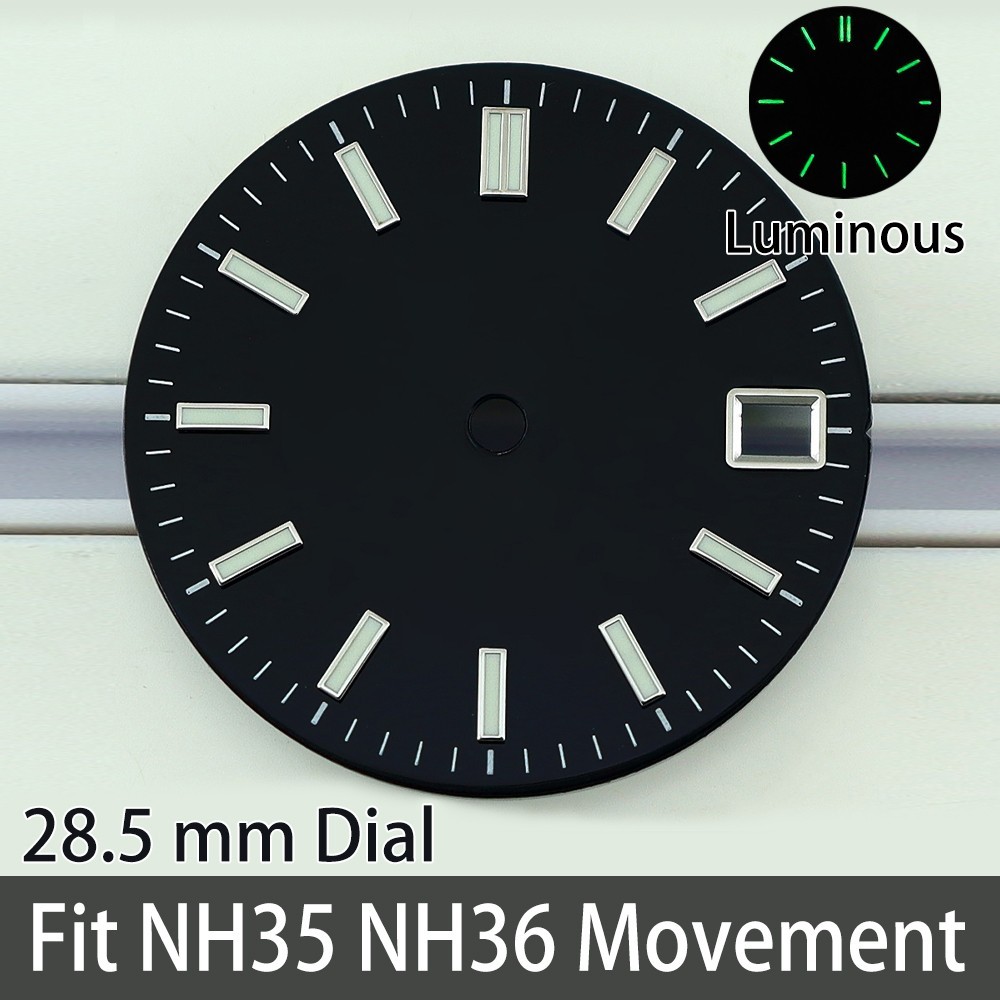 28.5mm Date Watch Dials Matte 3C Luminous Modify SKX013 For Seiko NH35 Movement