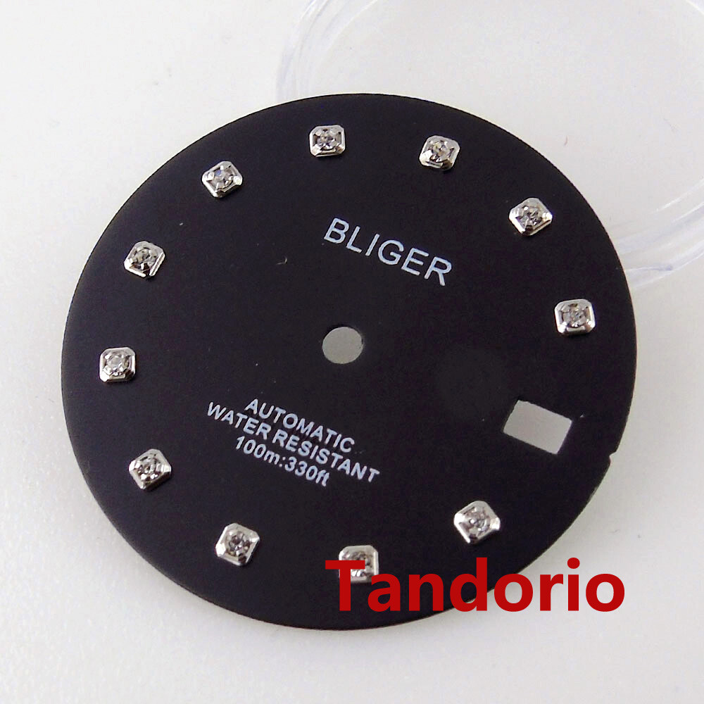 29mm black white blue green gold watch dial fit NH35 movement