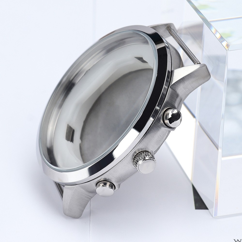 Retro Aviator Watch Case Brushed 46.8mm Stainless 10ATM For Seiko VD53 Movement