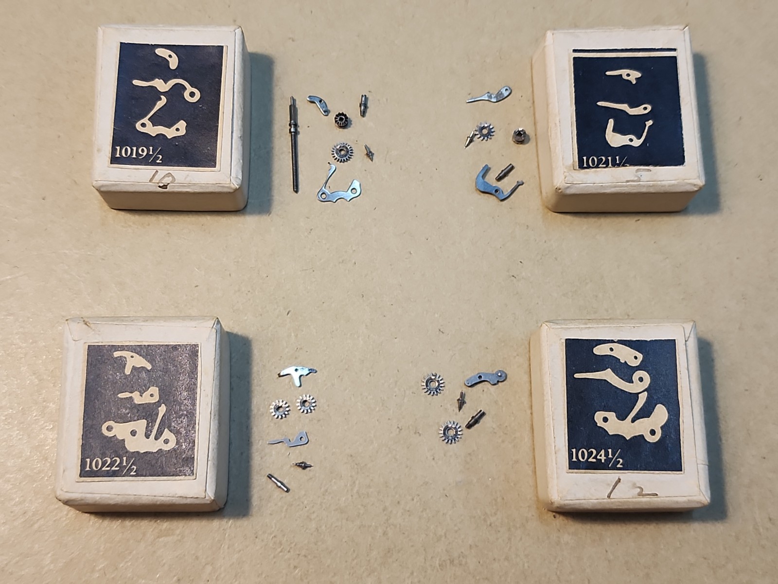 Lot Of Swiss Watch Parts-Balance Staffs & Setting Parts-1019-1/2, 1021-1/2, 1022