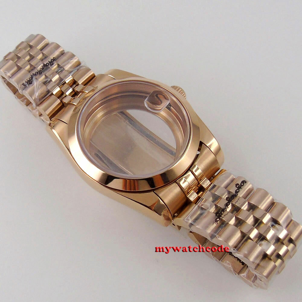Rose golden 36mm 39MM sapphire glass Watch Case fit eta 2836 2824 8215 NH35 NH36