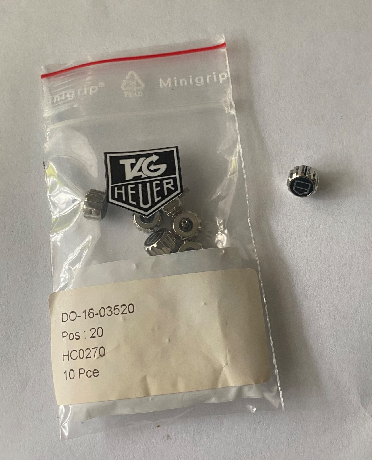 One NOS Genuine TAG Heuer HC0270 Crown For Steel Aquaracer CAJ2110 WAJ2114