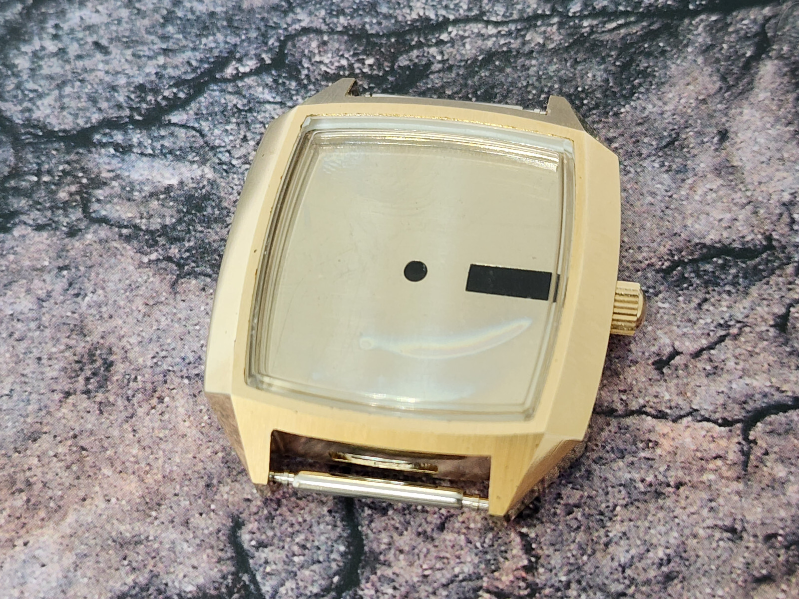 NOS NICE VINTAGE KING SEIKO KS GOLD TONE SGP CASE 5246-5030 CASE CRYSTAL CROWN 2