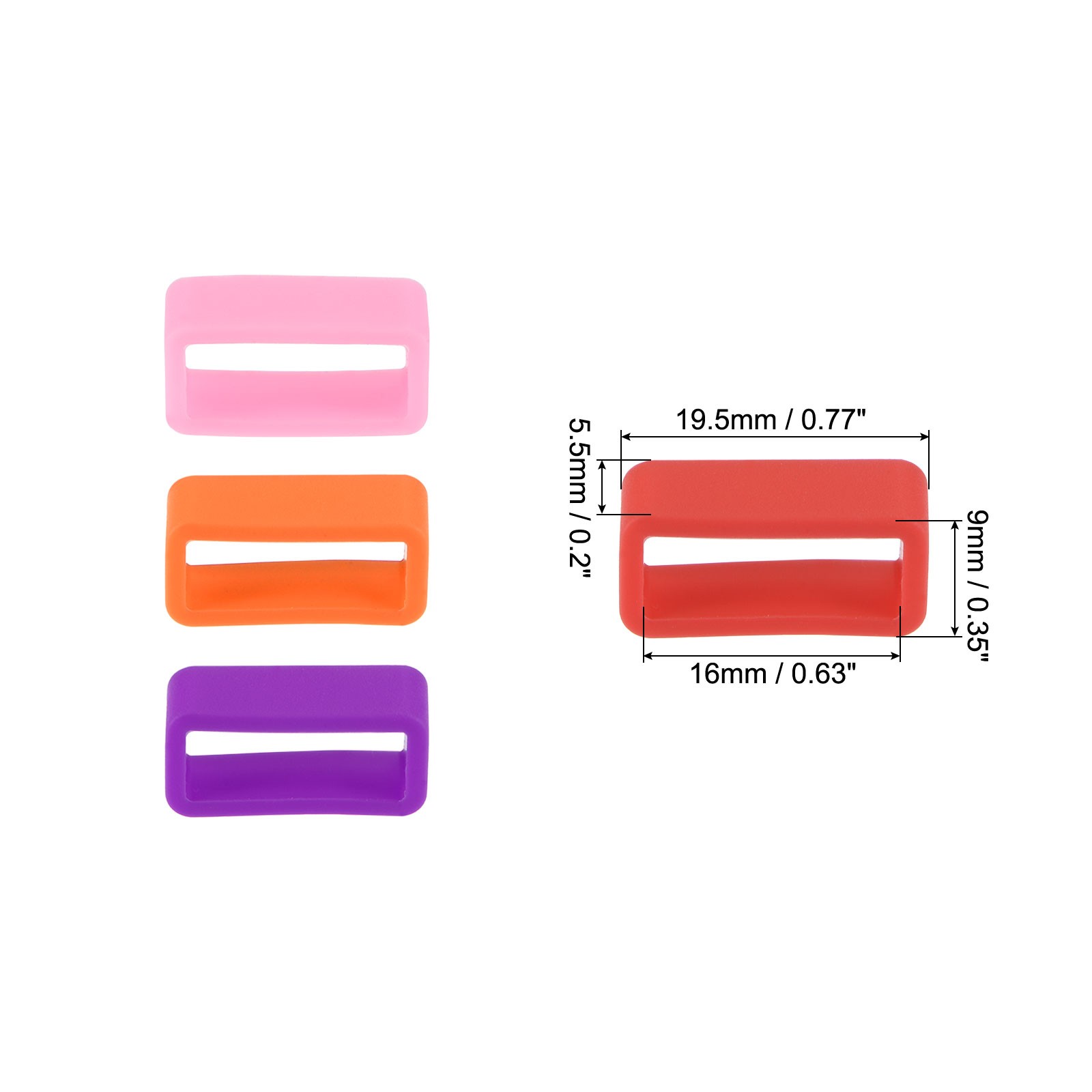 Watch Band Strap, Rubber Watch Loop for 16mm Width Watch Band 4 Color 8 Pcs