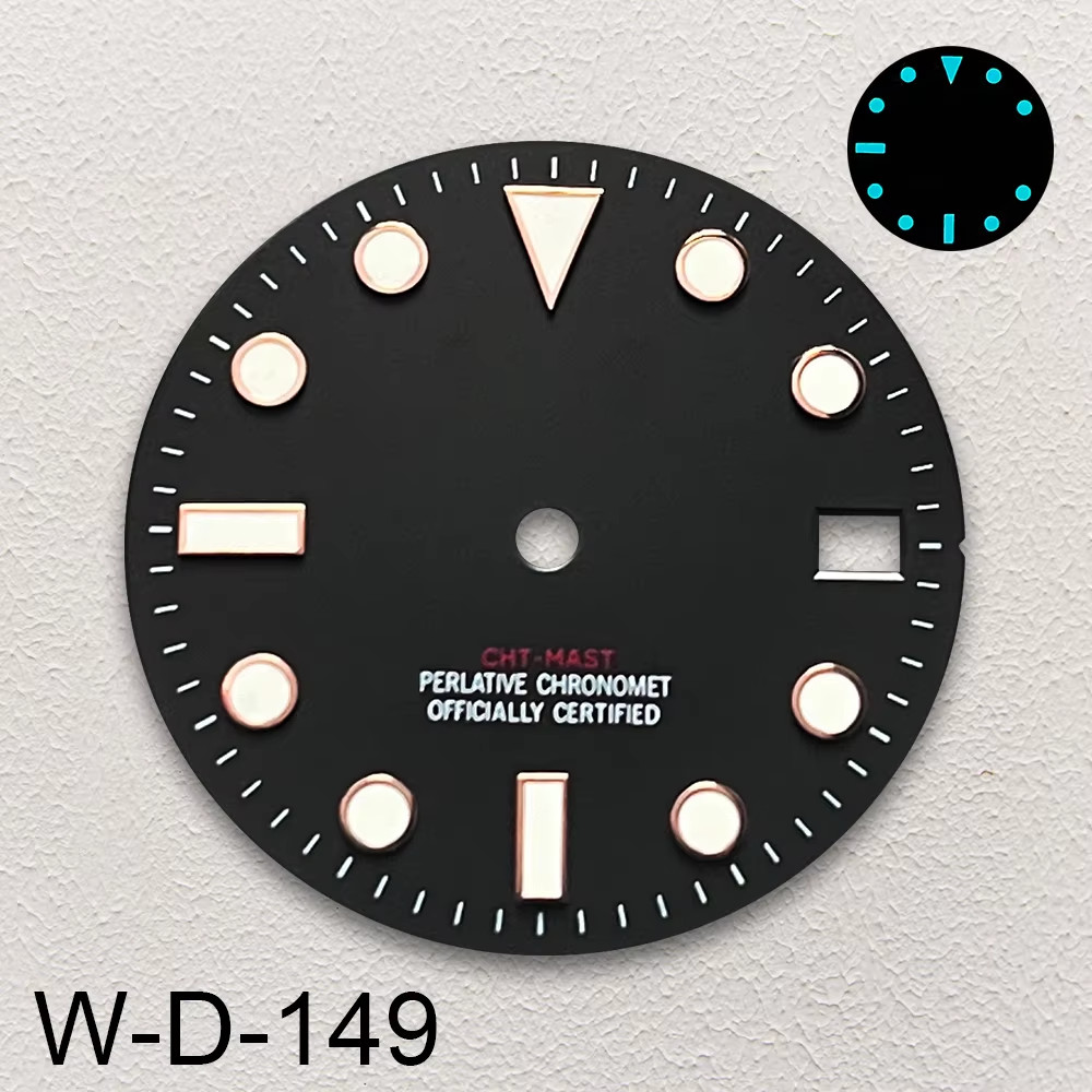 28.5Mm S Logo Sunburst Dial Fit NH35/NH36/4R/7S Japanese Movement Ice Blue Lumin