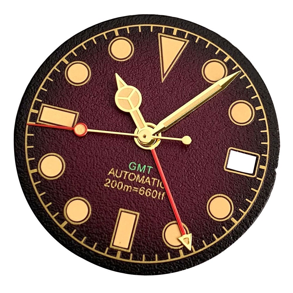 Bow sapphire glass 38mm black Bezel 316L Watch Case Fit Japan NH34A GMT Movement
