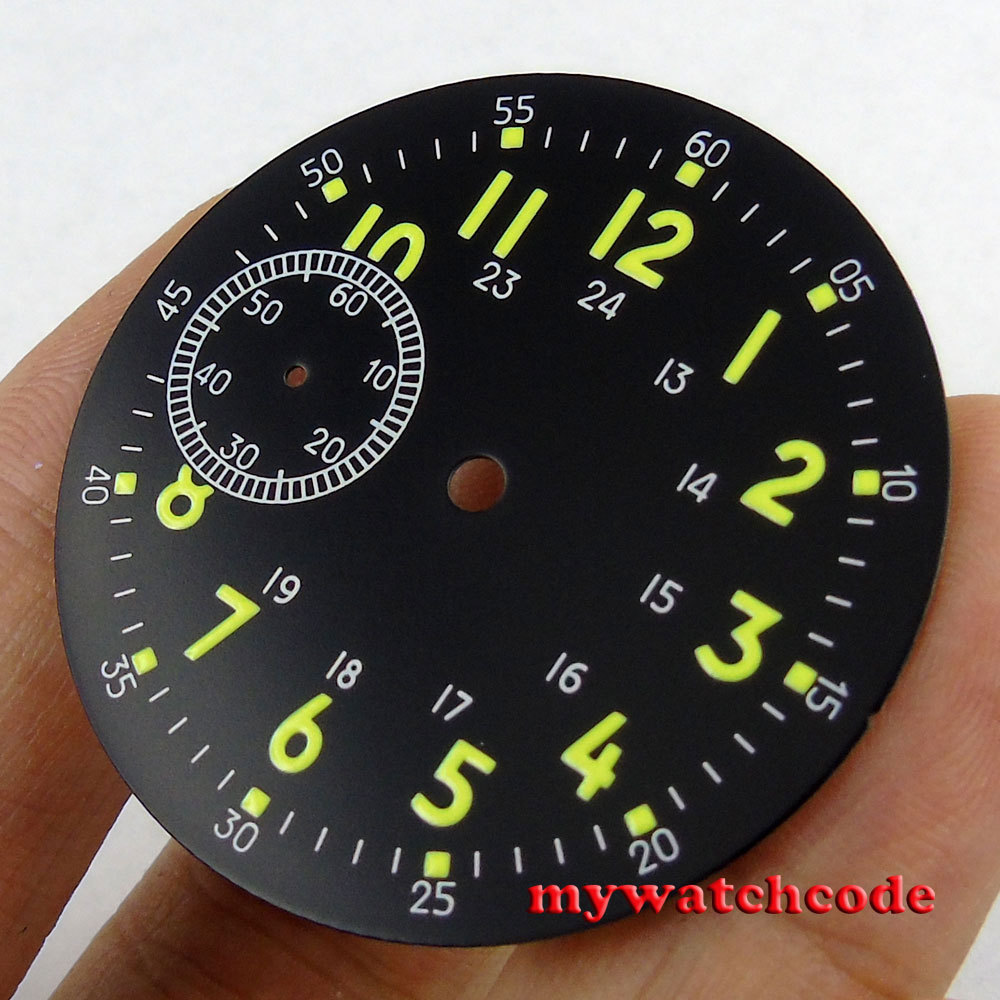 39.1mm black dial luminous numbers fit eta 6497 movement ST 3600 mens Watch 47
