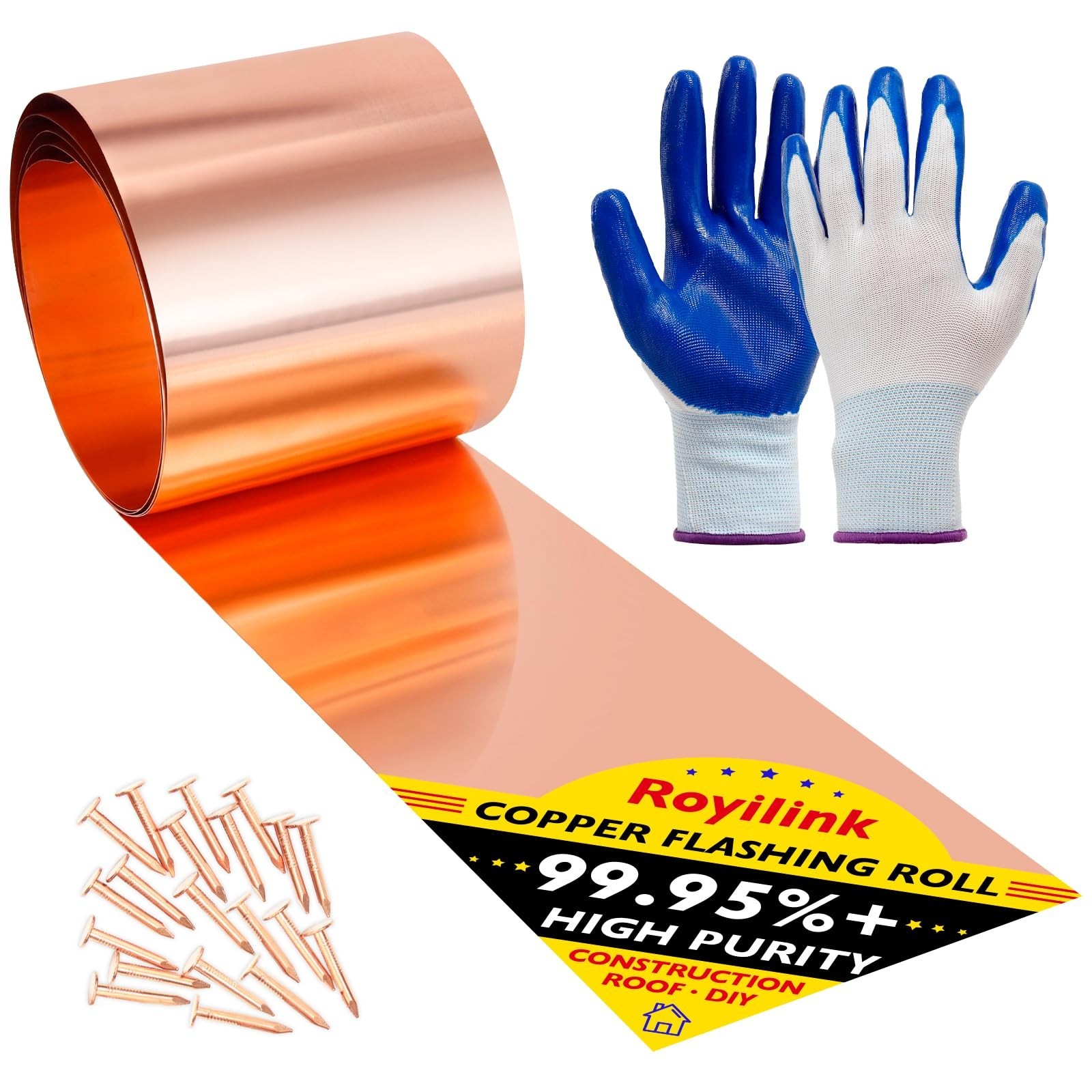 Copper Flashing – 24 Gauge (0.02”/0.5mm) Thickness, 6in x 10ft, ASTM