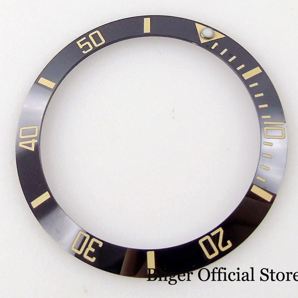 38mm*30.6mm Yellow/Gold/Mark Slope Black Watch Bezel Insert Ceramic fit 40mm Cas