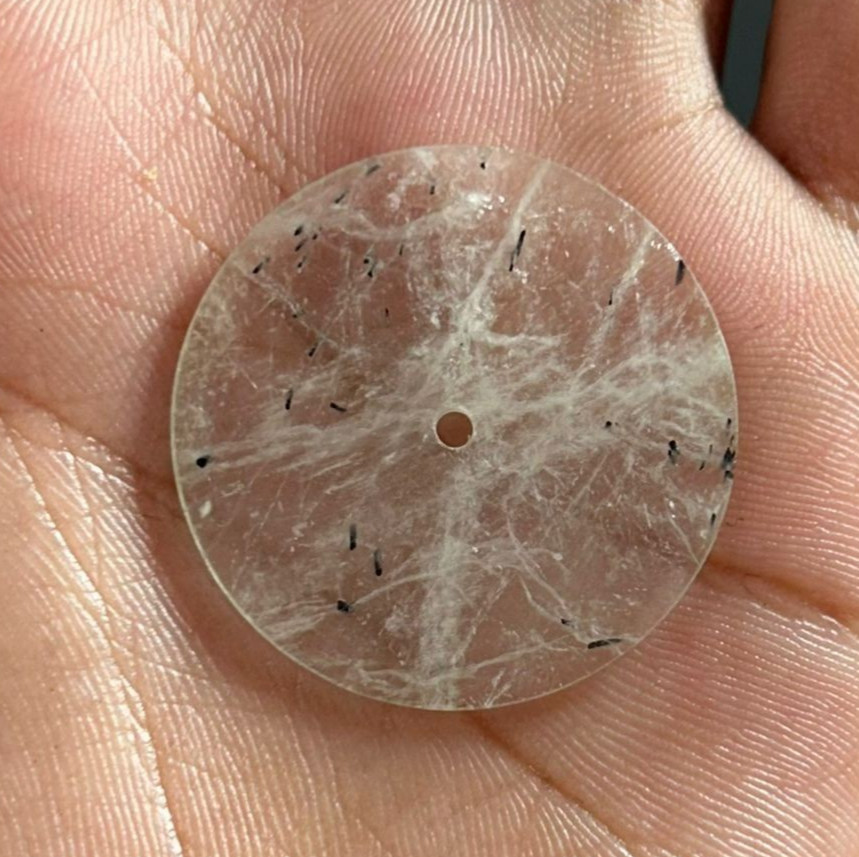 black Rutile Watch Dial: Polished Gemstone, 31.5 mm Round GMC-259